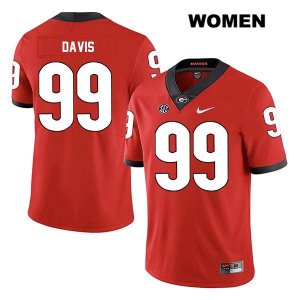 Women's Georgia Bulldogs NCAA #99 Jordan Davis Nike Stitched Red Legend Authentic College Football Jersey ZUT2354YZ